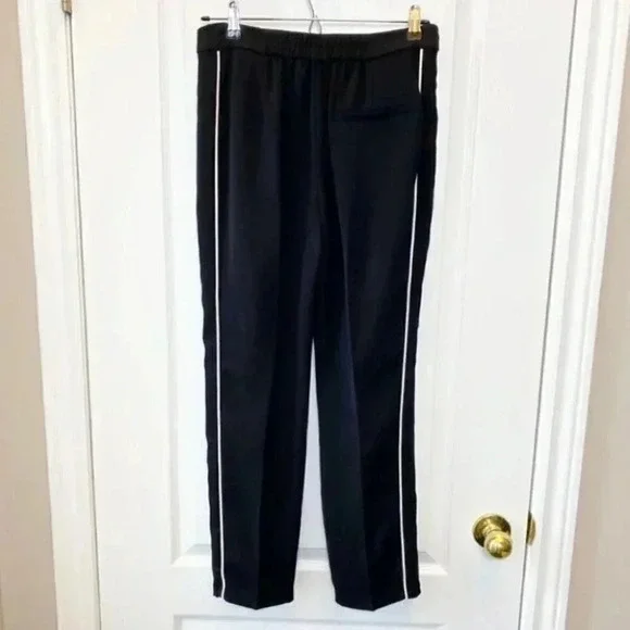 Topshop Trousers Relaxed Fit Pleated Pants Black White Side Stripe Size 4 - Picture 7 of 14